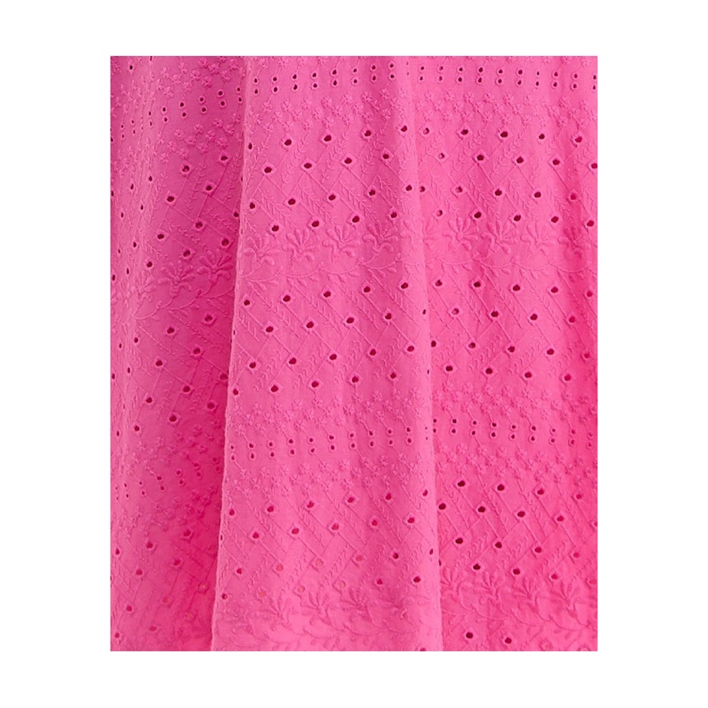 Bohemian Pink Eyelet Midi Summer Party Dress Vacation Resort Cottagecore - Picture 4 of 14